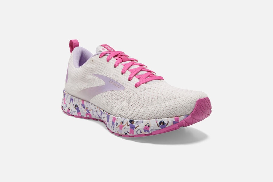 Brooks Revel 4 Road Loopschoenen Dames - Wit/Roze - 089351KES